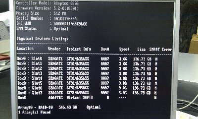 adaptec 6805 booting